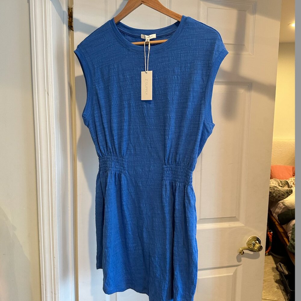 Z Supply Textured Knit Sleeveless Dress | Blue Wave | Size M | NWT